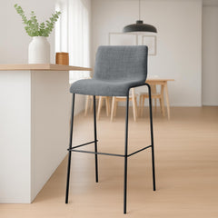 Barhocker Hoover Stoff 4-Fuß Gestell schwarz - hellgrau