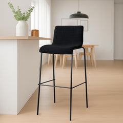Barhocker Hoover Stoff 4-Fuß Gestell schwarz - schwarz
