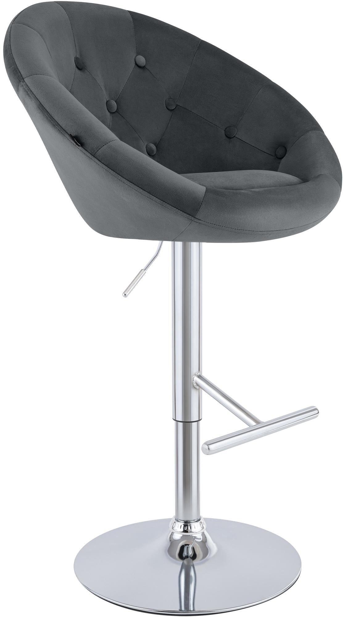 Barhocker London Samt chrom - dunkelgrau