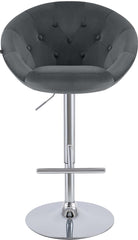 Barhocker London Samt chrom - dunkelgrau
