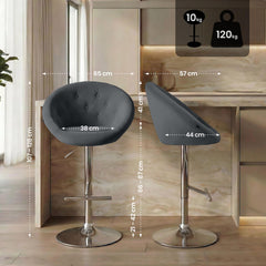 Barhocker London Samt chrom - dunkelgrau