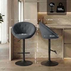 Barhocker London Samt schwarz - dunkelgrau