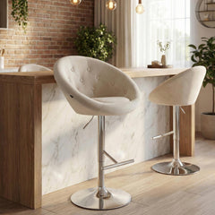 Barhocker London Samt chrom - creme