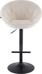 Barhocker London Samt schwarz - creme