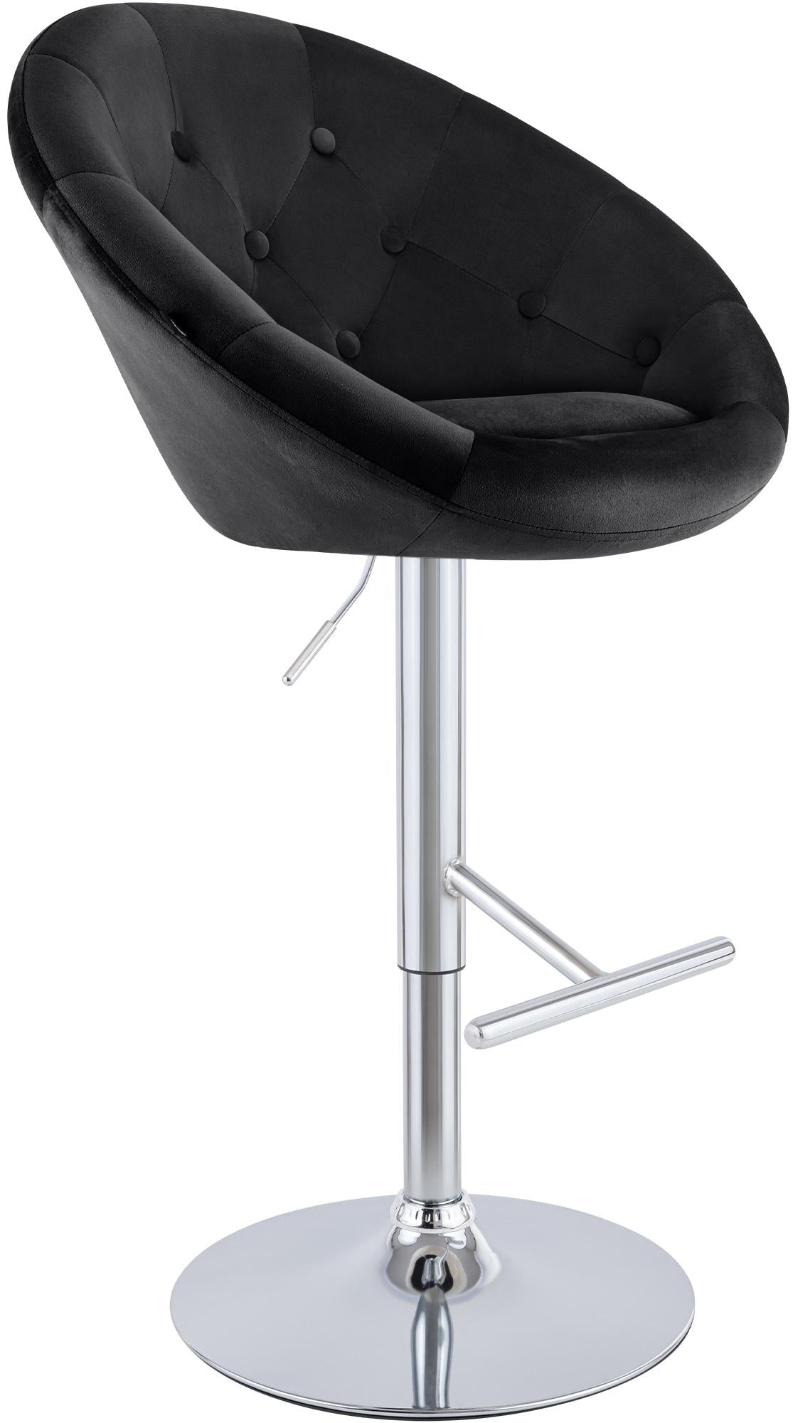 Barhocker London Samt chrom - schwarz