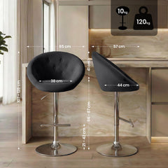 Barhocker London Samt chrom - schwarz