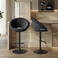 Barhocker London Samt schwarz - schwarz