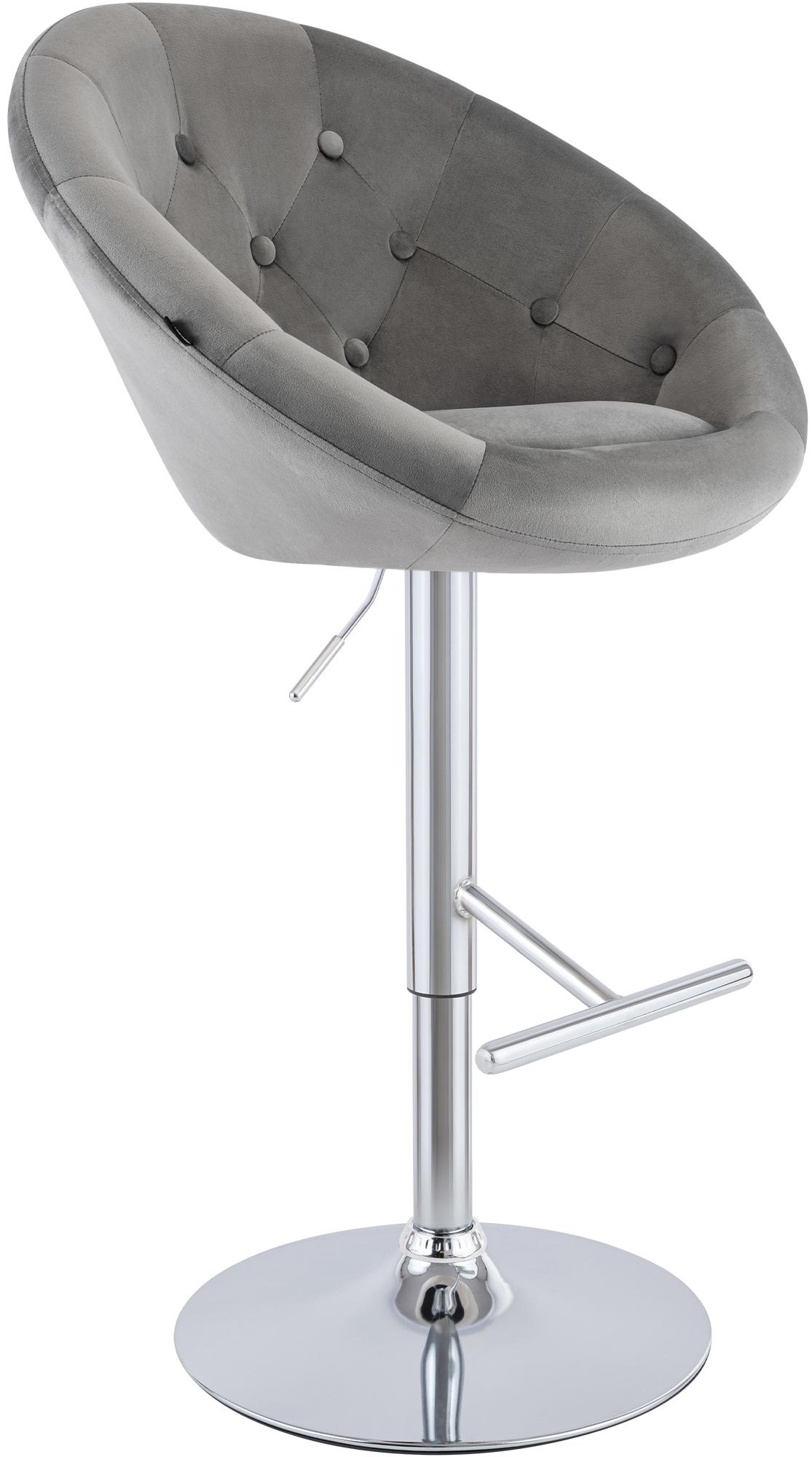 Barhocker London Samt chrom - grau