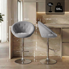 Barhocker London Samt chrom - grau