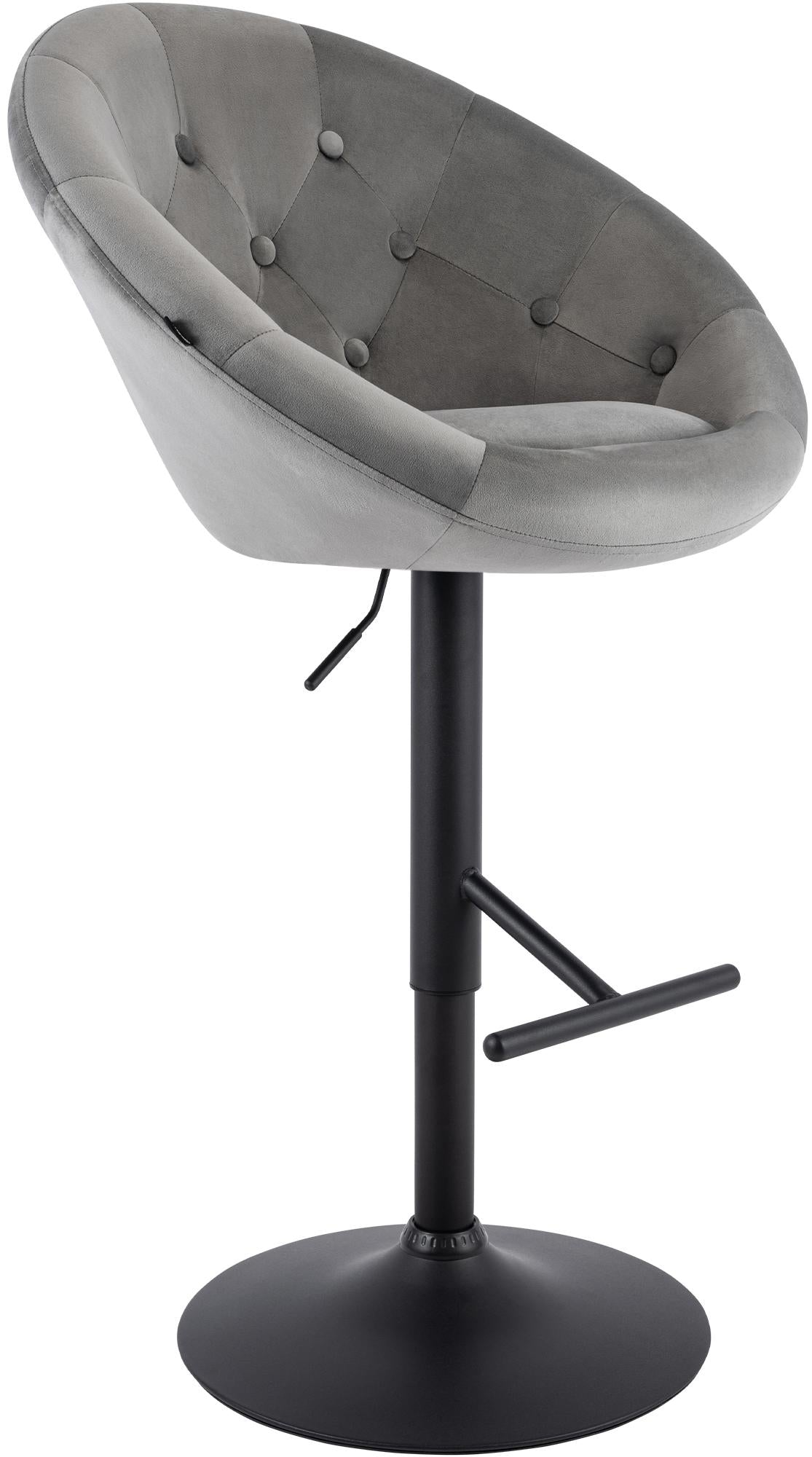 Barhocker London Samt schwarz - grau