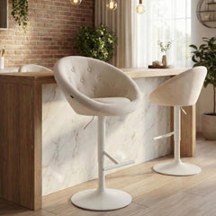 Barhocker London Samt wei� - creme