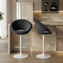 Barhocker London Samt wei� - schwarz
