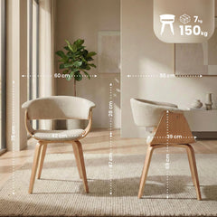 2er Set Stühle Bruce Stoff - natura/creme
