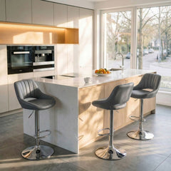 Barhocker Milet Kunstleder chrom - grau