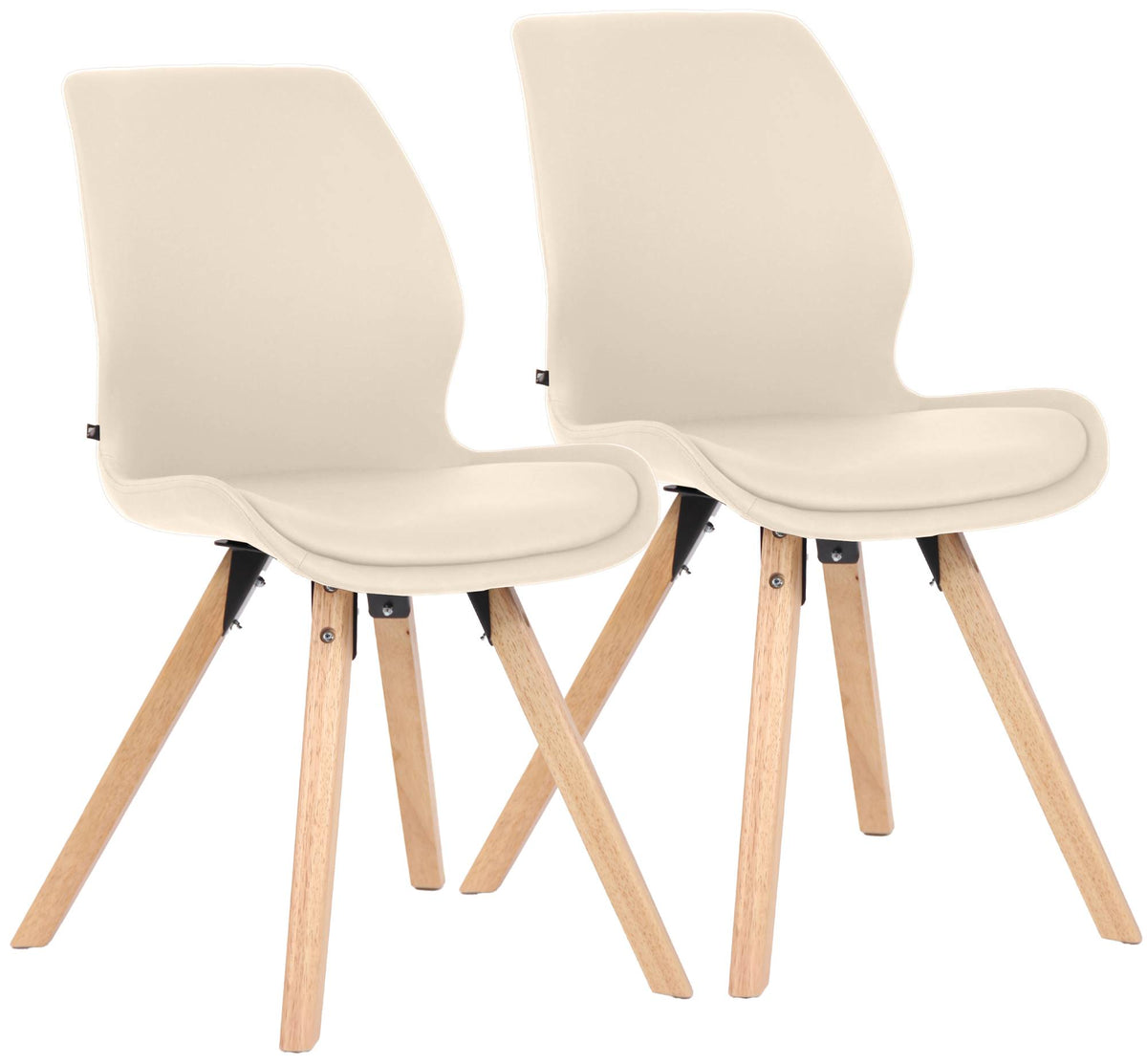 2er Set Stuhl Luna Kunstleder - creme