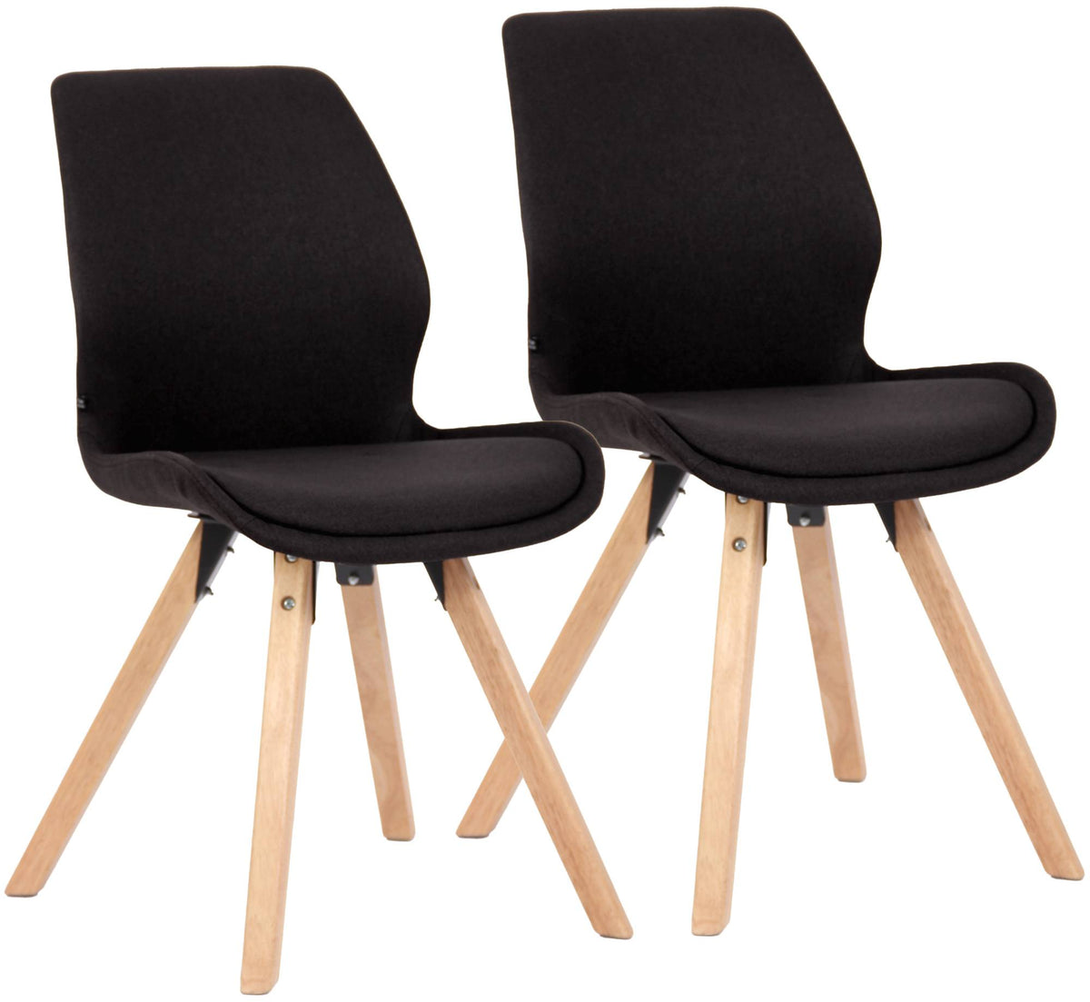 2er Set Stuhl Luna Stoff - schwarz