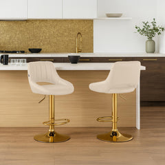 Barhocker Milet Kunstleder gold - creme