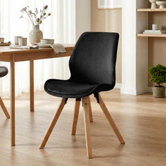 2er Set Stuhl Luna Samt - schwarz
