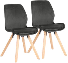 2er Set Stuhl Luna Samt - dunkelgrau