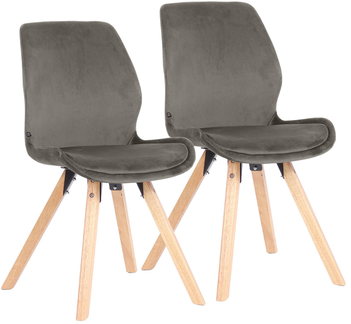 2er Set Stuhl Luna Samt - grau