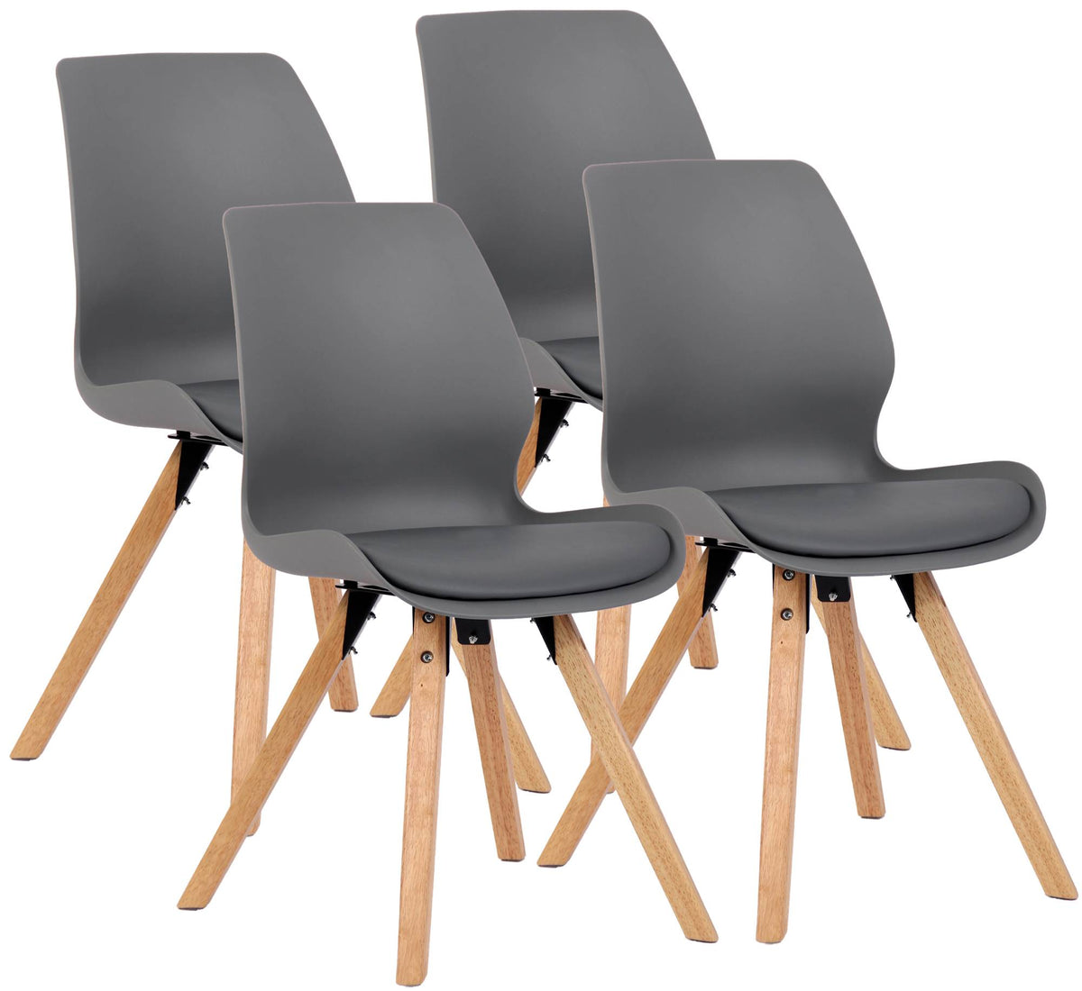 4er Set Stuhl Luna Kunststoff - grau
