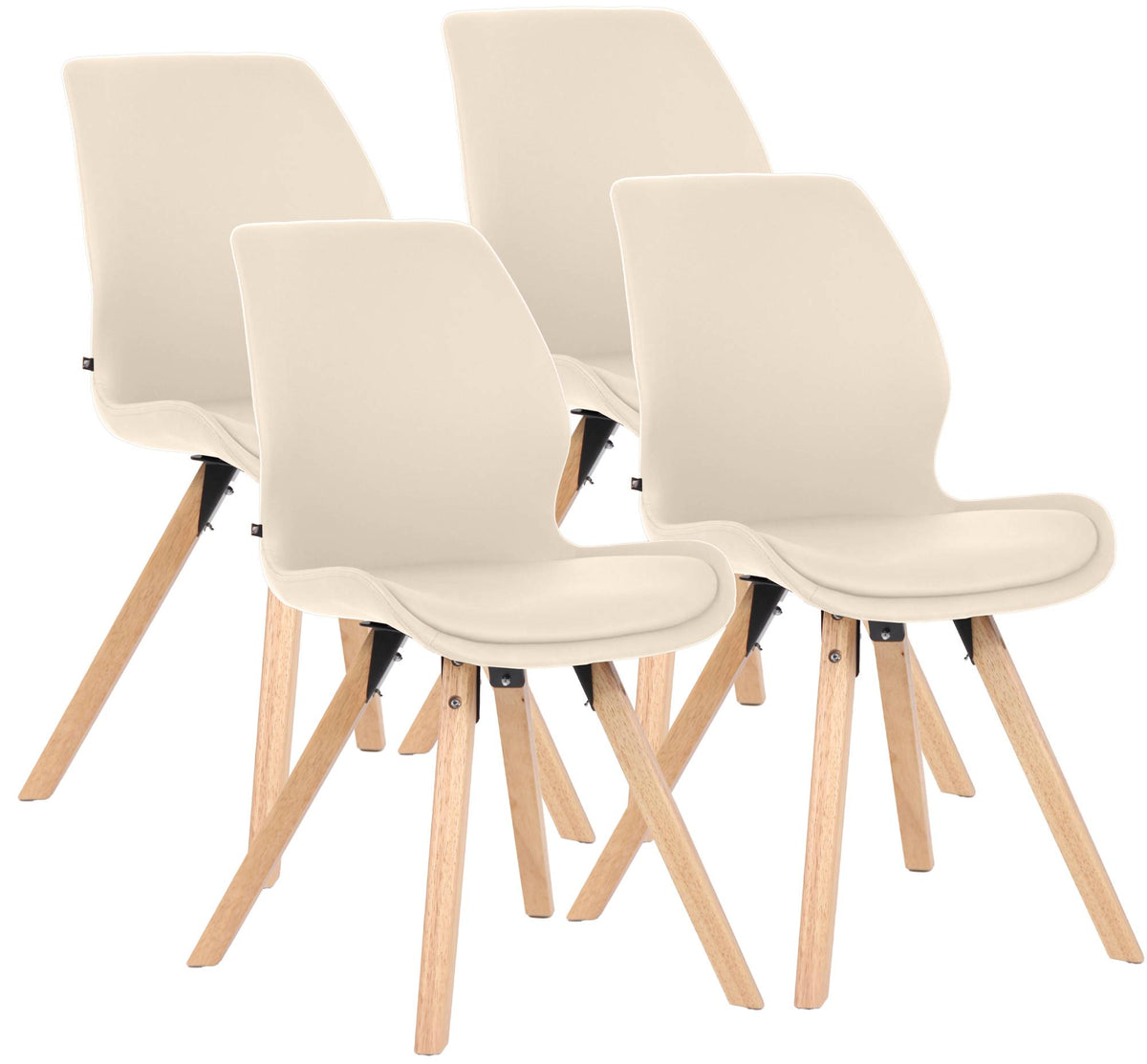 4er Set Stuhl Luna Kunstleder - creme