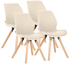 4er Set Stuhl Luna Kunstleder - creme