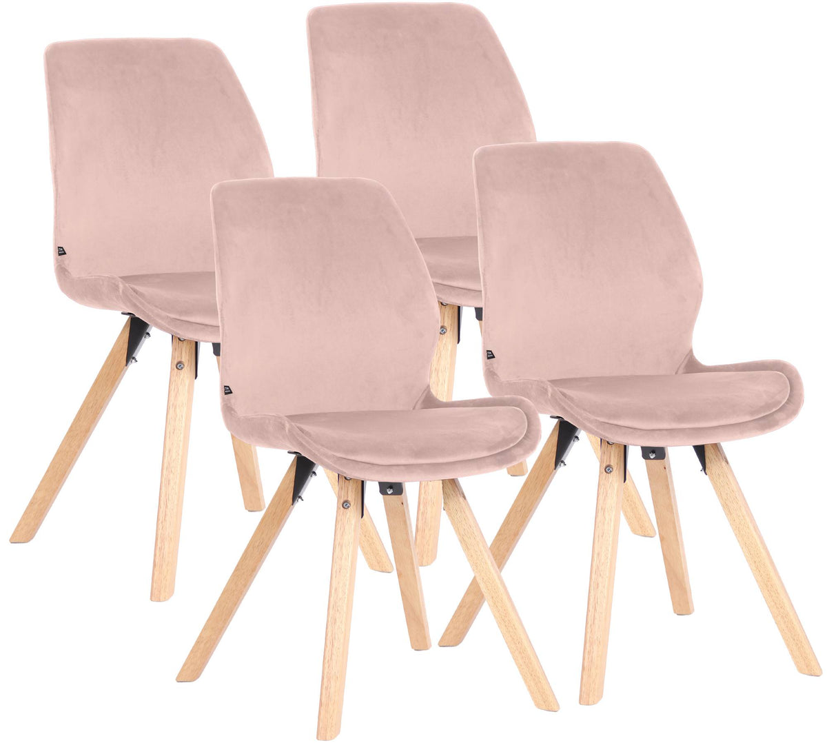 4er Set Stuhl Luna Samt - pink