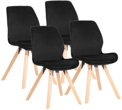 4er Set Stuhl Luna Samt - schwarz