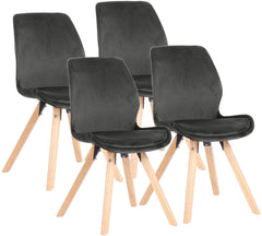 4er Set Stuhl Luna Samt - dunkelgrau