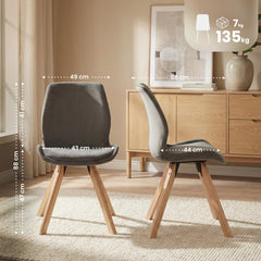 4er Set Stuhl Luna Samt - grau
