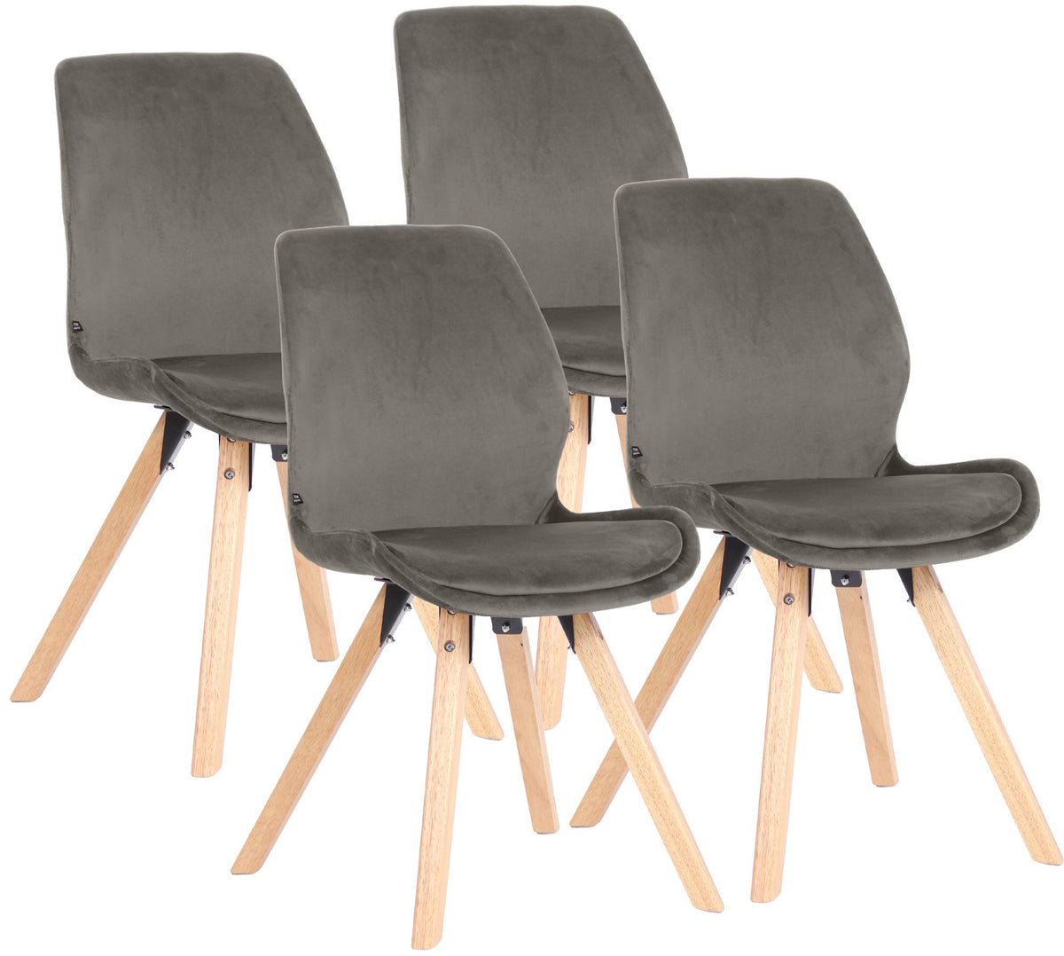 4er Set Stuhl Luna Samt - grau