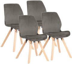 4er Set Stuhl Luna Samt - grau