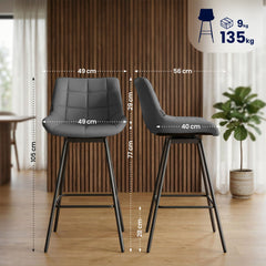 4er Set Barhocker Weston Schwenkbar Kunstleder - grau