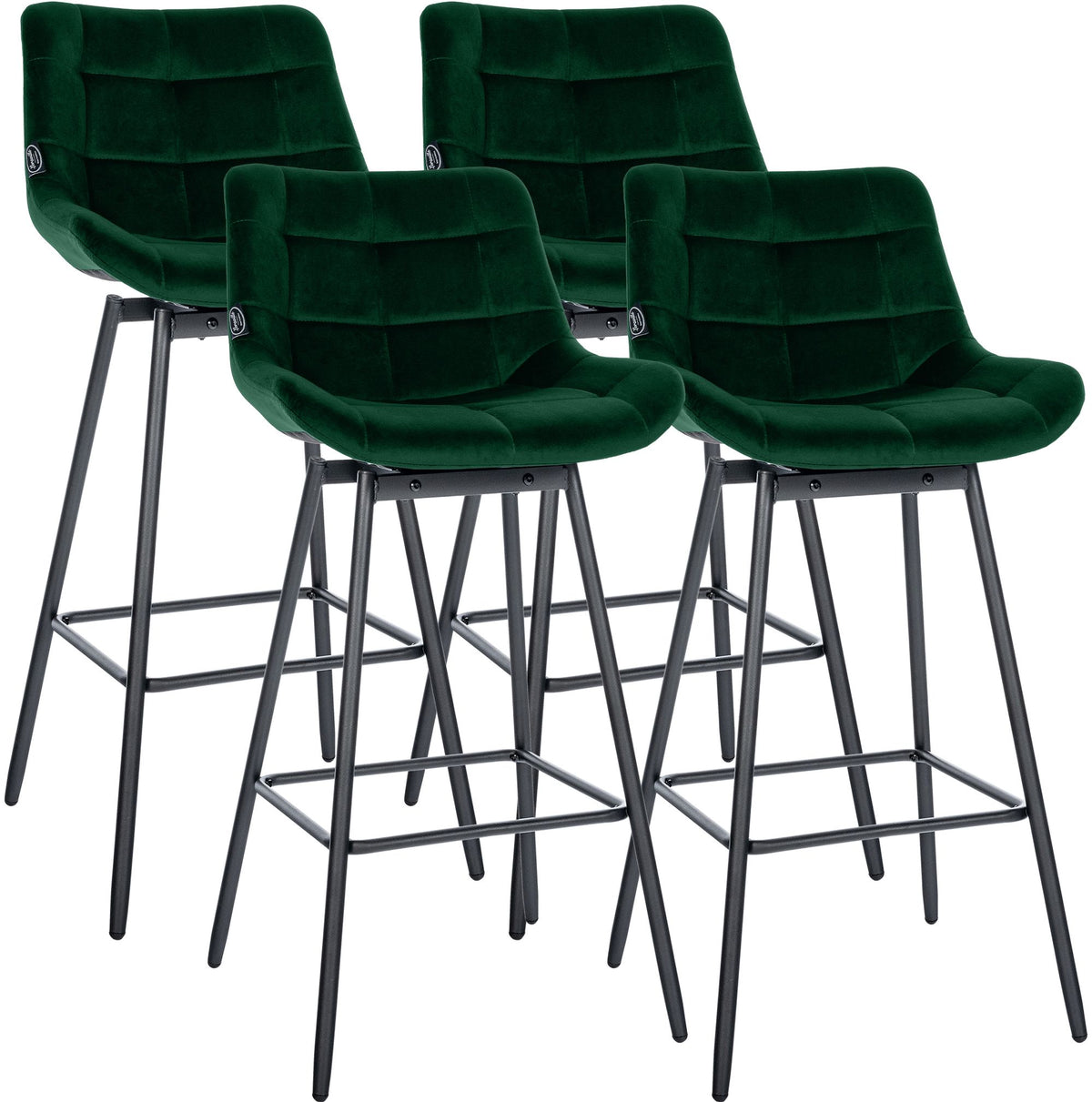 4er Set Barhocker Weston Schwenkbar Samt - dunkelgr�n
