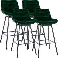 4er Set Barhocker Weston Schwenkbar Samt - dunkelgr�n