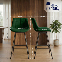 4er Set Barhocker Weston Schwenkbar Samt - dunkelgr�n