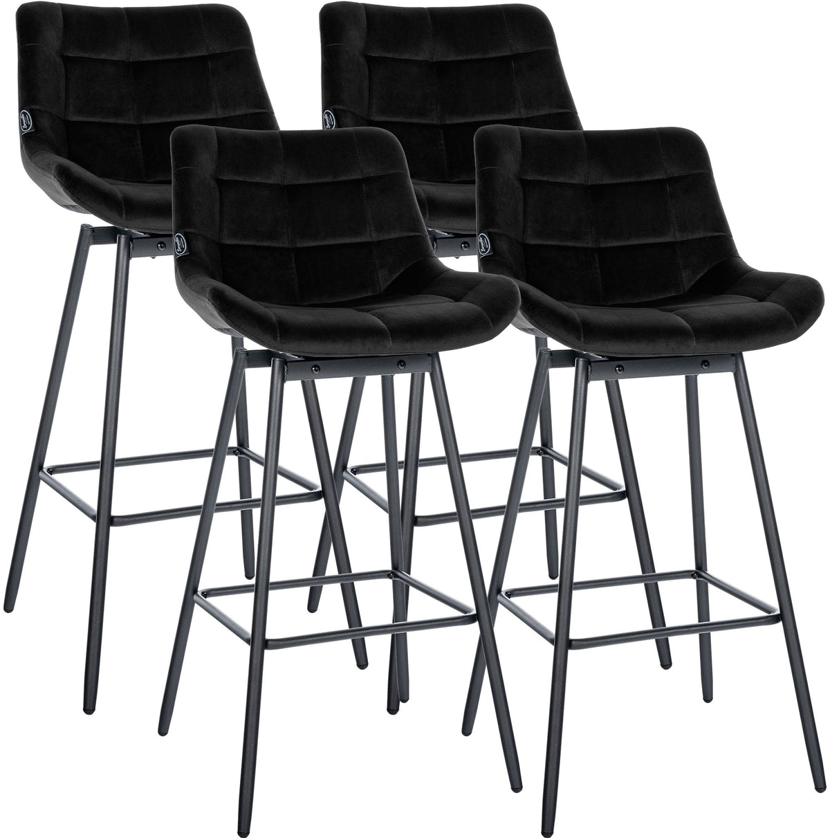 4er Set Barhocker Weston Schwenkbar Samt - schwarz