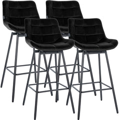4er Set Barhocker Weston Schwenkbar Samt - schwarz