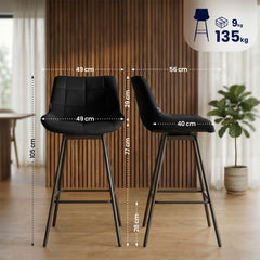 4er Set Barhocker Weston Schwenkbar Samt - schwarz