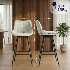 4er Set Barhocker Weston Schwenkbar Samt - creme