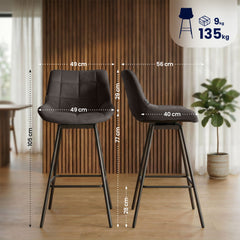 4er Set Barhocker Weston Schwenkbar Samt - braun