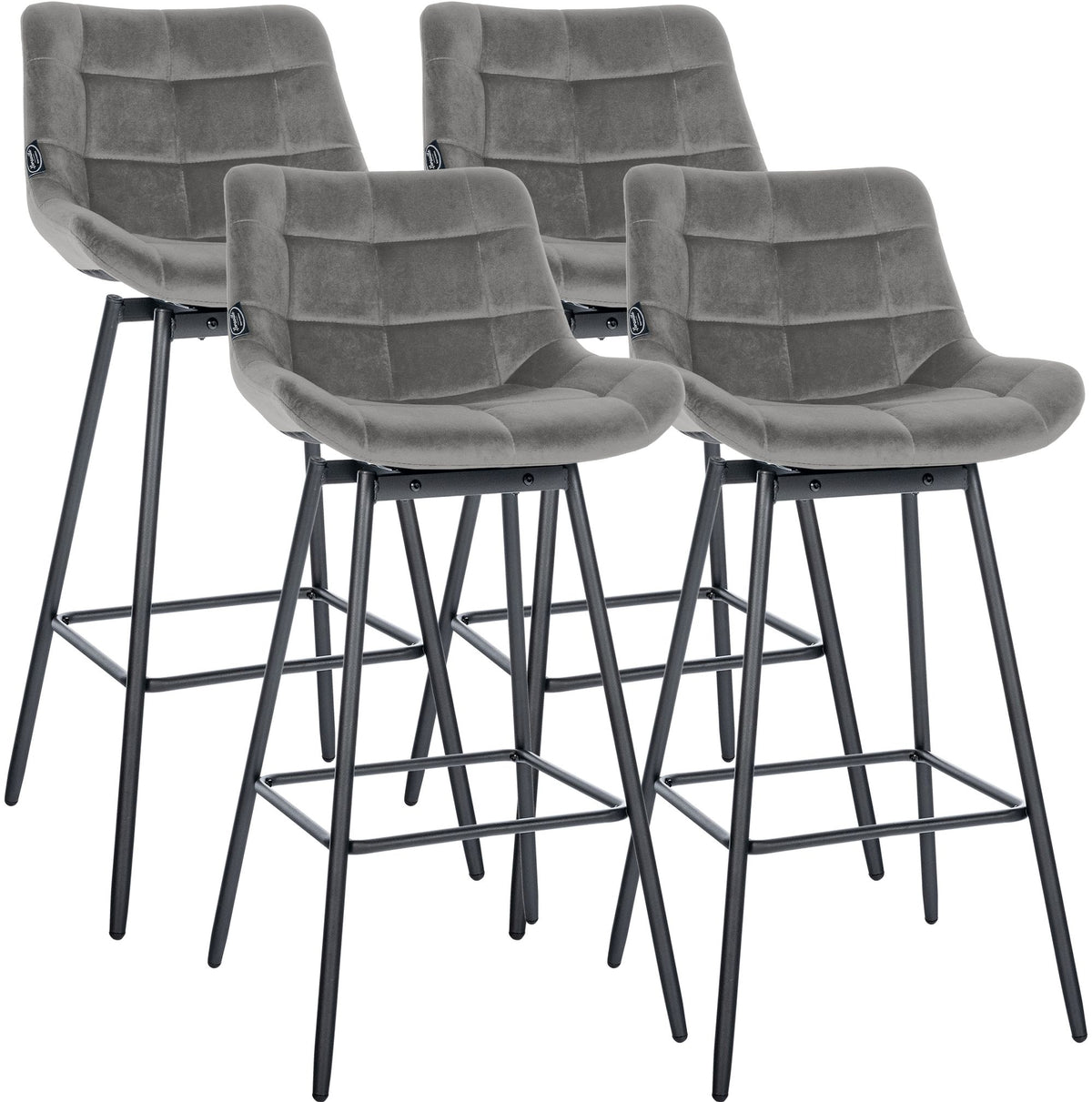 4er Set Barhocker Weston Schwenkbar Samt - grau