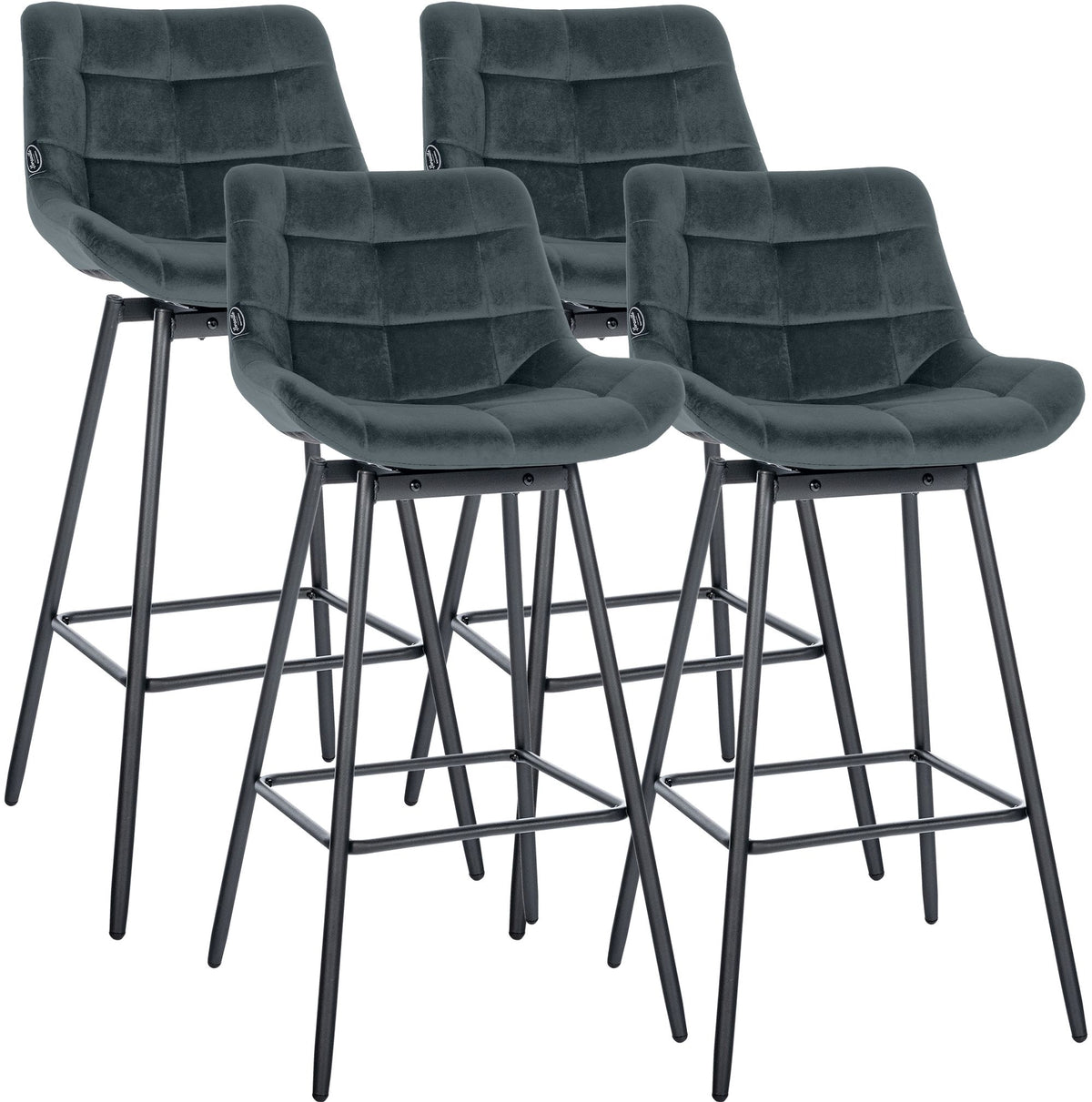 4er Set Barhocker Weston Schwenkbar Samt - dunkelgrau