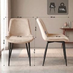 Esszimmerstuhl Victoria Samt - creme
