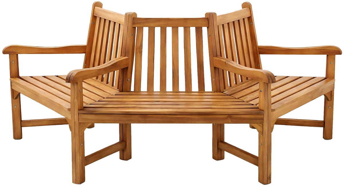 Baumbank Kenna mit Armlehne halbrund 200 cm - teak