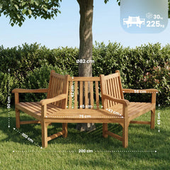 Baumbank Kenna mit Armlehne halbrund 200 cm - teak