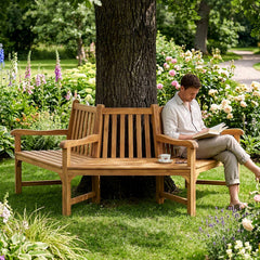 Baumbank Kenna mit Armlehne halbrund 200 cm - teak