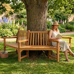 Baumbank Kenna mit Armlehne halbrund 250 cm - teak