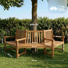 Baumbank Kenna mit Armlehne halbrund 250 cm - teak